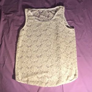 White floral sheer tank top